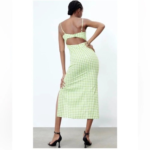 ZARA Gingham Linen Midi Dress - Picture 6 of 16